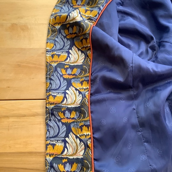 TORY BURCH Blue Floral Textured Jacket Size 4 - Picture 10 of 14